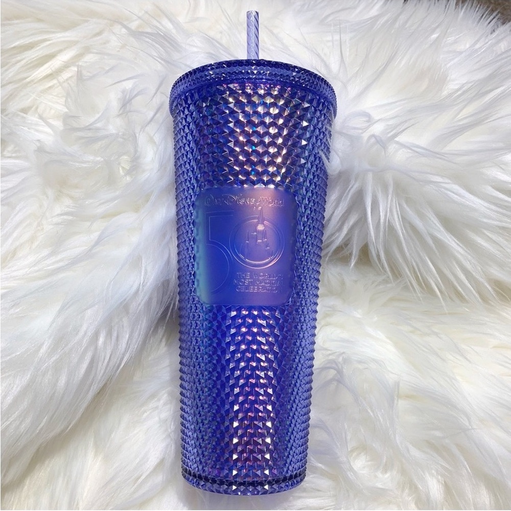 Starbucks Walt Disney World 50th anniversary tumblr iridescent blue/purple NWT